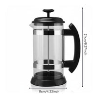 Plunger Pot Coffee Maker Stainless Steel Strainer Glass Coffee Plunger Multi-Function Tea Press Pot for Home, Office, Kitchen