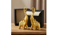Gold Elephant Figurines Textured Elephant Ornaments Set