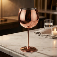 550ml Stainless Steel Beverage Glass Spherical Bowl Stemmed Goblet Tall Drinkware for Bar