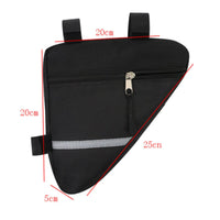 Reflective Strip Cycle Frame Triangle Bag Canvas Material Cycle Triangle Pouch Zipper Closure Bike Frame Bag Long-Lasting for Mountain Bikers