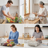 Stainless Steel Colander Kitchen Sink Colander, Expandable Dish Draining Basket and Vegetable Washing Basin for Modern Kitchen Storage Over Sink