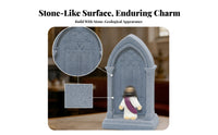 Architectural Miniature Stone-Like Finish Tabletop Figurine Display Molded Arched Backdrop Figurine