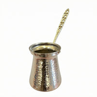 Perforated Handle Turkish Coffee Pot Flared Rim Metal Turkish Coffee Pot Tapered Body Briki Silver-Toned