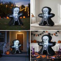 Outdoor Inflatable Skeleton with Light Glowing Halloween Inflatable with LEDs Quickly Inflates Inflate Decoration Large for Lawn