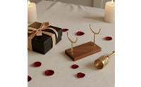 Bracelet Display Stand Metal Bracelet Stand with Wooden Base Bangle Holder Gold-Tone Jewelry Organizer Double-Fork