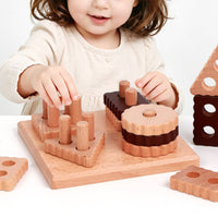 Early Learning Wooden Shape Sorter Fine Movement Skills Wooden Shape Peg Game Hand-Eye Coordination Toddler Peg Game Color Recognition for Toddlers, Infants, Preschool