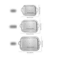 3 Pieces Stainless Steel Serving Tray Rope Beaded Border Tableware Rust Resistant