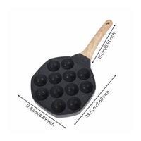 Easy to Clean Quail Egg Pan Wood Handle 12-Cup Egg Pan for Home Cooking
