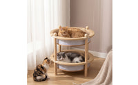 Two-Tier Cat Bed Stable Cat Bed with Scratchsurface Wood Feline Furnishings Cats