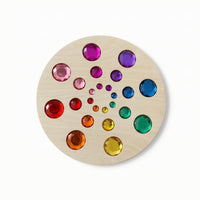 Crystal Board Round Wooden Board with Jewels Textured Educational Toy for Preschoolers, Kids, Kindergarten
