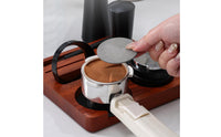 7 Pieces Wooden Espresso Tamping Station Solid Tamping Base with Slots Square Coffee Tool Storage Block Anti-Slip for Home Kitchen
