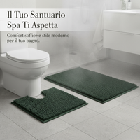 Chenille U-Shaped Toilet Mat and Bath Rug Set, Absorbent Non-Slip Bathroom Floor Mat