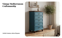 Distressed Finish 5-Drawer Storage Chest Vintage & design 5-Drawer upright Cabinet North American Design vertical chest of drawers Large Capacity for Interior Decorators, homeowners, Adults, Bedroom, Hallway