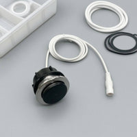 Retrofit Foot-Operated Toilet Switch Chrome Circular Trim Toilet Push Button White Cable Single Flush Button Connector End