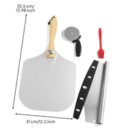 Aluminum Pizza Cutter Set 12 Inch Pizza Peel Set Reusable Cooking Tools Heat Resistant for Home Baking, Oven, Restaurant