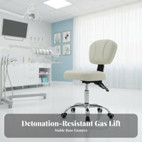 Back Support Medical Assistant Chair Padded Cushion Adjustable Swivel Stool Easy to Clean Swivel Task Stool with Wheels for Nail Technicians, Medical Professionals, Medical Facility Studio, Workshop, Kitchen