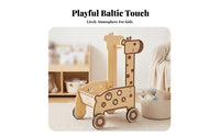 animal Push Cart Toy Wooden Infant Push Cart Walking Aid Open Top   for Pretend Play