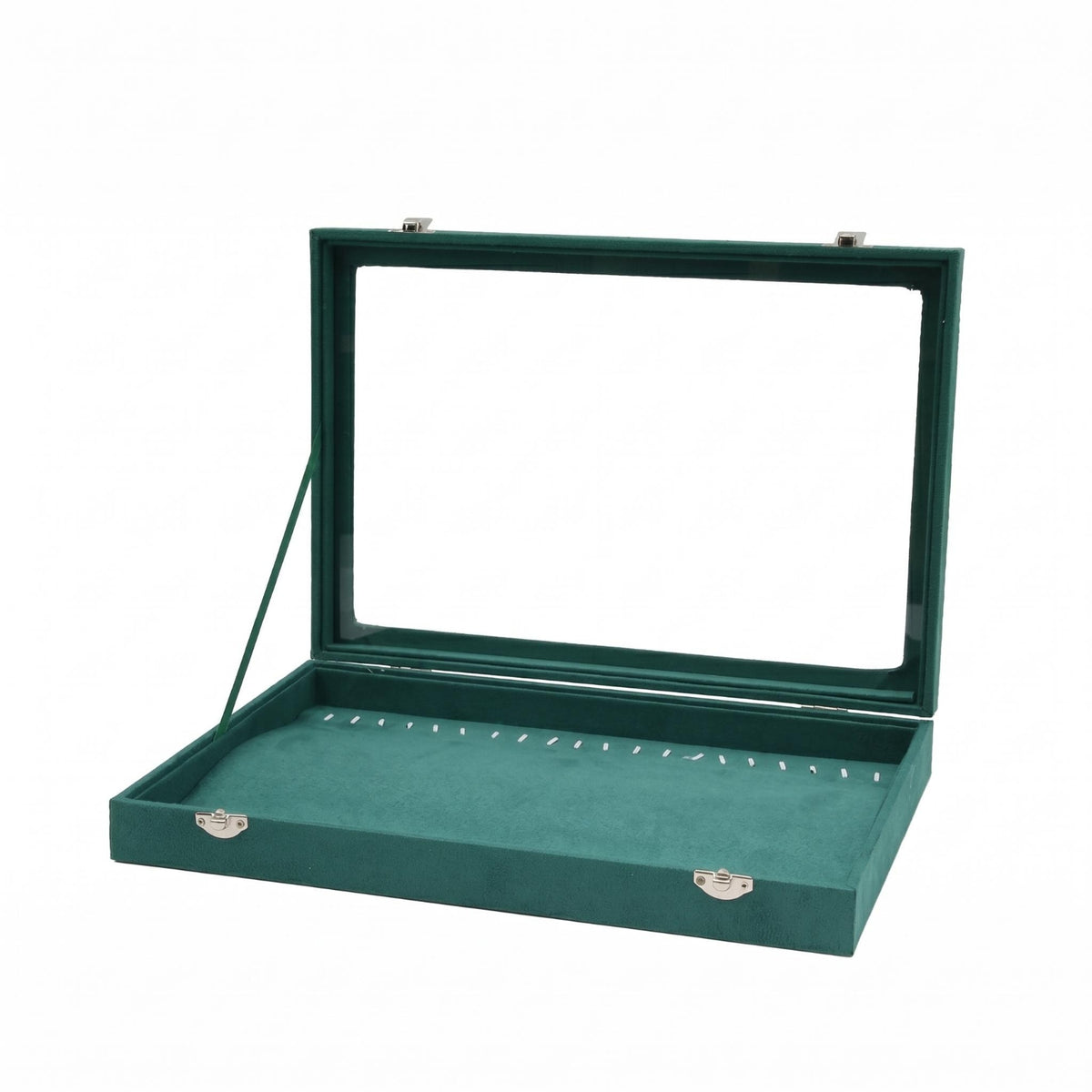 Transparent Cover Velvet Jewelry Box Metal Clasp Display Jewelry Box Flocked Textile Accessory Storage Rectangular
