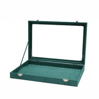 Transparent Cover Velvet Jewelry Box Metal Clasp Display Jewelry Box Flocked Textile Accessory Storage Rectangular