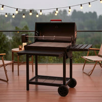 Briquette Bbq with Adjustable Tray Outdoor Briquette Grill with Side Shelf Barbecue with Side Shelf for Backyard Cooks, Patio, Camping