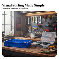 Large Capacity 48compartment Component Case versatile Use Organizer Box strong Construction Parts Container Adjustable Compartments for Hobbyists, craftspersons, DIY hobbyists, Workshop, Garage, Craft Room, Home Office