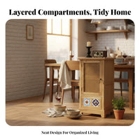 Retro design Rattan Door Cabinet Modern Design 2-Door Rattan Cupboard Multi-Purpose Sideboard Multifunctional for Apartment Dwellers, Homeowners, Families, Living Room, Entryway, Hallway, Bedroom