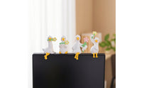4 Pieces Duck Figurine Adorable Duck Ornament Mini Desk Decor for Office, Car Dashboard
