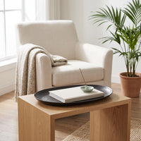 Oval Serving Tray Low-Profile Aluminum Tray Vintage-Retro-Styled Platter for Tea Service, Living Room