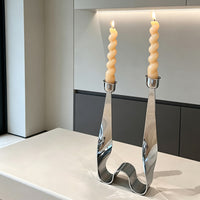 Modern Stainless Steel Single or Double Head Candle Holder Silver Decorative