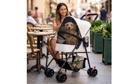 Breathable Pet Stroller with Cup Holder Four-Wheel Foldable Pet Stroller Lightweight Compact for Dogs, Cats, Daily Walks, Outdoor, Travel