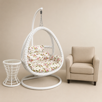 Hanging Chair Indoor Outdoor Use Single Person Rotating Metal Frame With Table