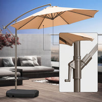 Cantilever Patio Umbrella with Water-Fillable Base Weighted Cantilever Offset Patio Umbrella Outdoor for Backyard, Balcony, Cafe