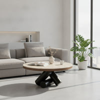 Round Coffee Table Sculptural Stone Coffee Table Geometric Furniture for Apartment Dwellers, Living Room, Small Areas