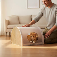 Cardboard Cat Scratcher House Tunnel hideaway lounge Extra Large Animal Dwelling Furniture for Kittens, Multiple Cats