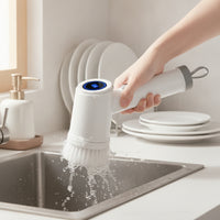 Rechargeable Electric Cleaning Brush with 6 Heads Compact Cordless Rotating Scrubber for Bathroom