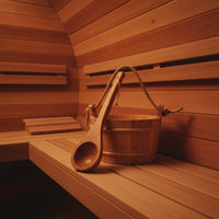 Sauna Bucket with Rope Handles Rustic Wooden Sauna Bucket and Ladle Set Traditional for Spa Professionals, Steam Room, Bathhouse