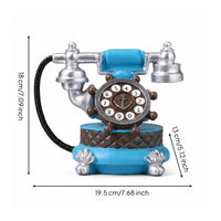 Coiled Cord Vintage Rotary Phone Alarm Clock Freestanding Retro Telephone Desk Clock Tabletop Home Decor Compact for Study, Cafe, Restaurant, Clothing Shop