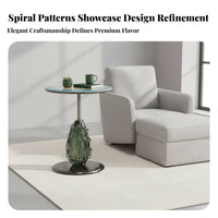 Glass Side Circular Table topsShaped Glass Table Textured for Living Room