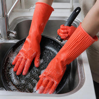 Extra Thick 55cm Waterproof Latex Dishwashing Gloves for Kitchen and Household Cleaning