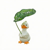 Leaf Topper Duck Garden Ornament Green Stem Resin Duck Ornament Textured Feathers Outdoor Decor Orange Beak for Courtyard, Potted Plants
