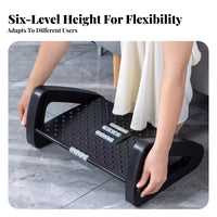 6-Level Adjustment Adjustable Under-Desk Footrest Non-Slip Surface Tilting Foot surface Massage Texture Leg Support scuff-proofResistant Feet for Children, Students, Office Workers, Study Room, Workstation, Home