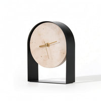 Clock with Stone Face Compact Arched Mantel Clock Minimalist Freestanding for Shelf