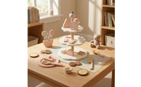 Tiered Dessert Stand Playset Pretend Tea-Time Dessert Set Printed for Children