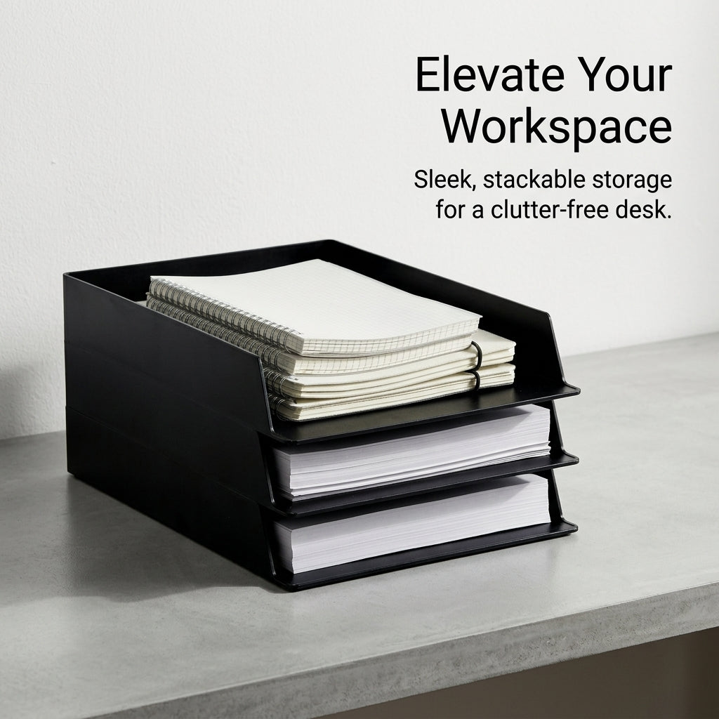 File Organizer for Office Desk, Stackable Pull Out Document Tray A4 Paper Modular Workspace Organization Storage