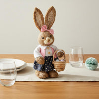 Straw Hare Figurine Cute Design Rustic Hare Decoration Handcrafted Farmhouse Easter Bunny Decor for Store Display, Classroom, Tabletop