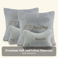 Car Headrest and Rear Pad Set All-Year Car Headrest and Rear Support Set Bone Shaped Neck Pillow Slow Recovery for Driving