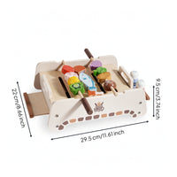 Wooden Barbecue Toy Grill Storage Friendly Play Barbecue Set with Skewers Compact Toy Grill for Playroom