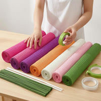Hot Glue Sticks Crepe Paper Craft Kit Double-Sided Tape Crepe Paper Flower Kit Scissors Hobby Supply Plastic-Coated Wire