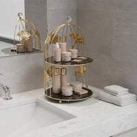 Multi-Layer Birdcage Storage Rack European Design Aesthetic Birdcage Makeup Organizer for Bakers, Desktop, Dressing Table, Party