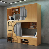 Capsule Bed with Curtain Heavy Duty Steel Frame Bunk Bed Space Saving Design Sleeping Capsule for Students, Enthusiasts, Shared Bedroom